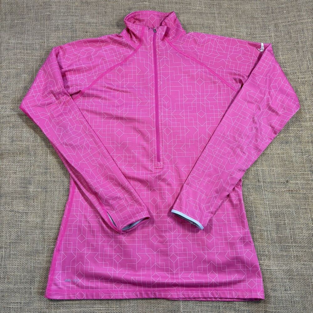Nike Pro Dri-Fit Woman's 1/2 Zip Light Pullover Pink Geometric Golf Running  Lrg